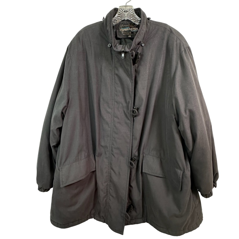 Forecaster of Boston Black Insulated Toggle Parka Jacket Plus Size 1X